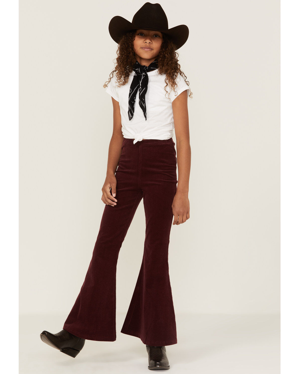 Girls' Chrysanthemum Little Corduroy Pull On Bell Bottom Pants