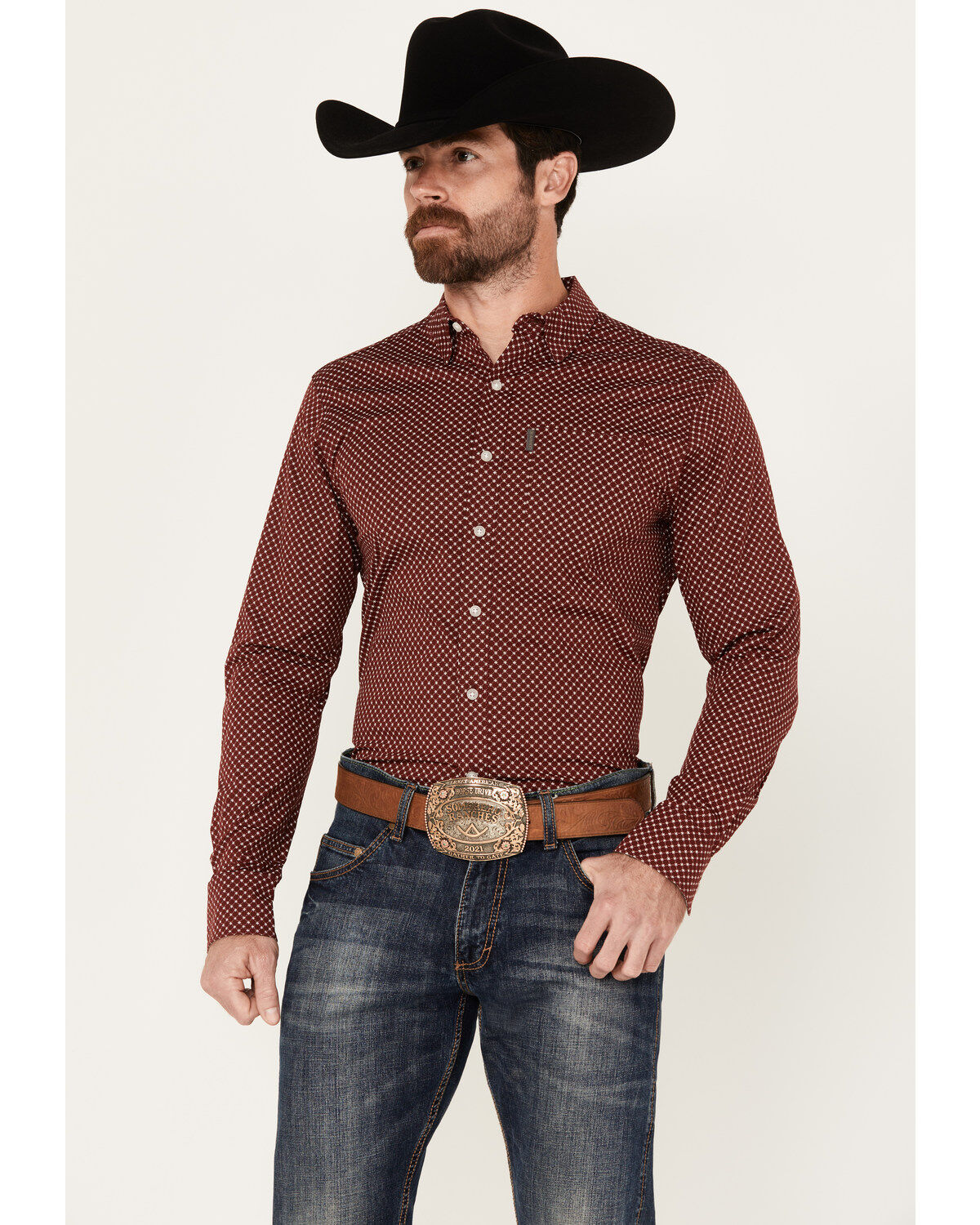 Men's Ariat Macoy Geo Print Long Sleeve Button-Down Stretch Western Sh