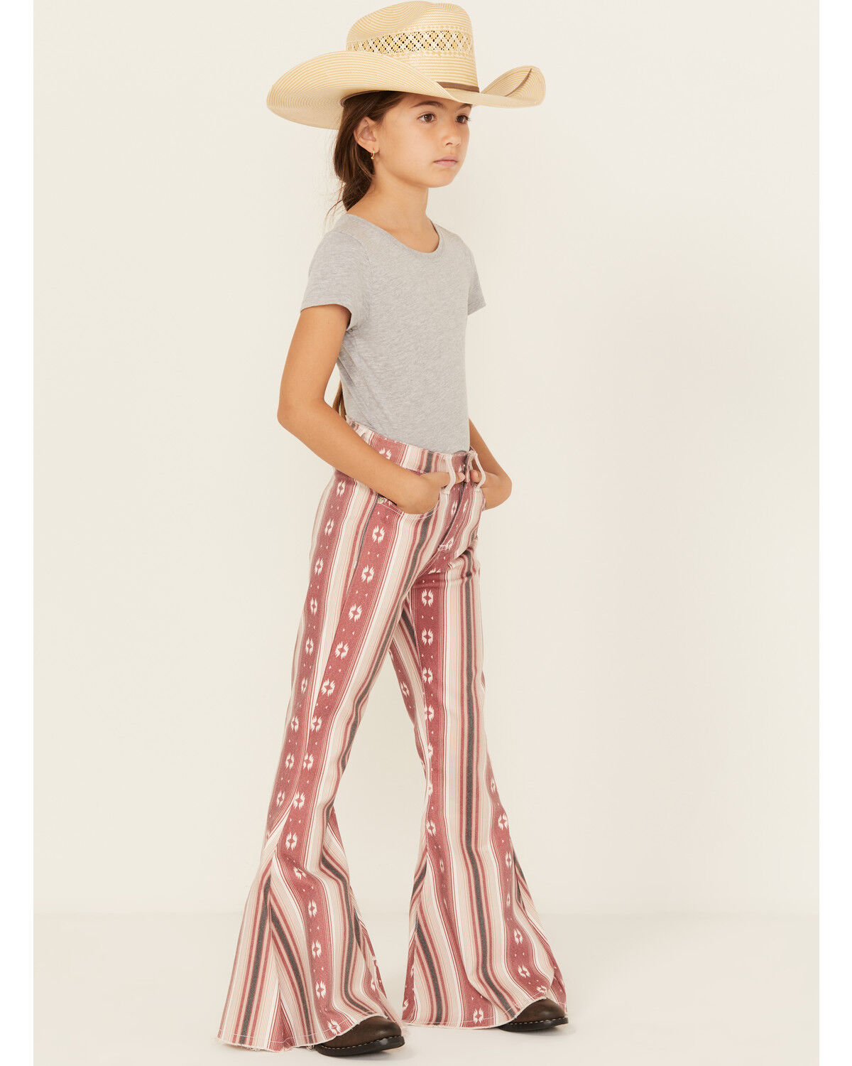 Girls' Cowgirl Hardware Serape Striped Print Flare Jeans