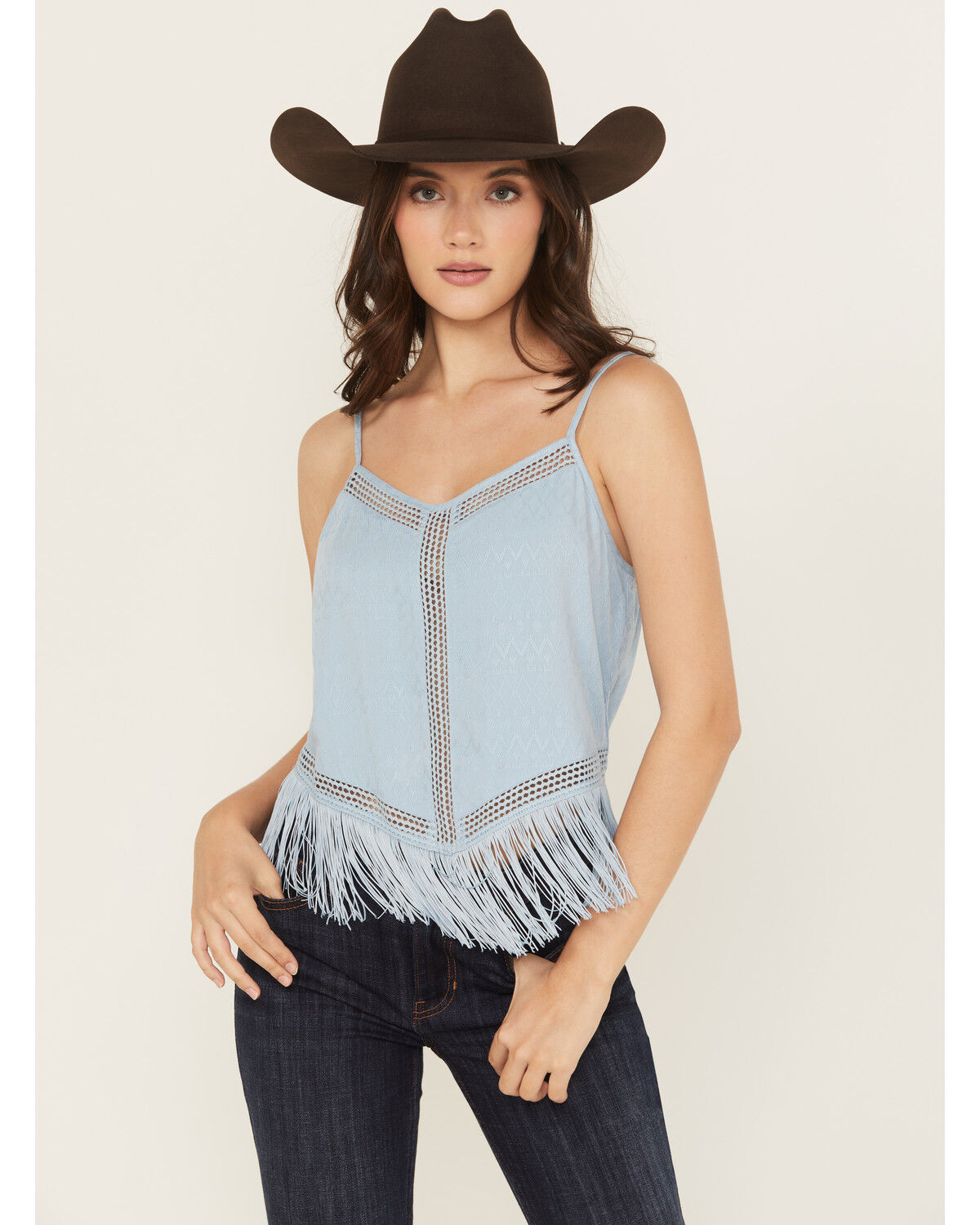 Women's Idyllwind Briarwick Jacquard Fringe And Lace Tank Top
