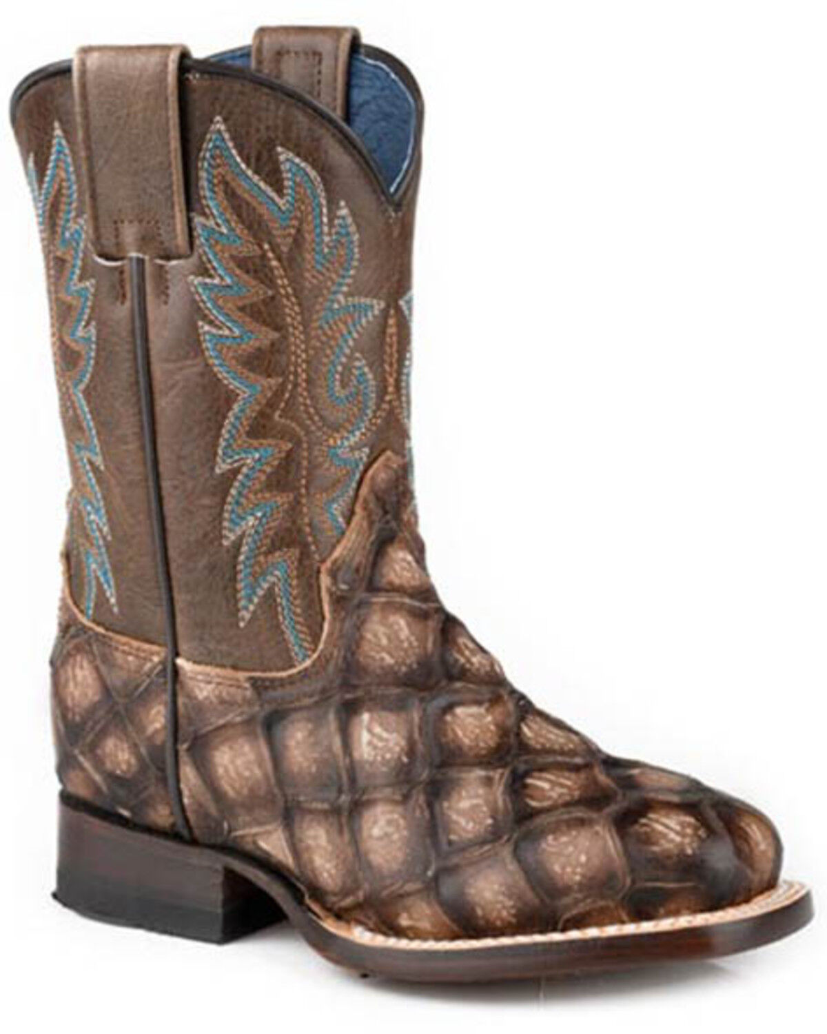 Boys' Roper Little River Pirarucu Print Western Boots - Broad Square T
