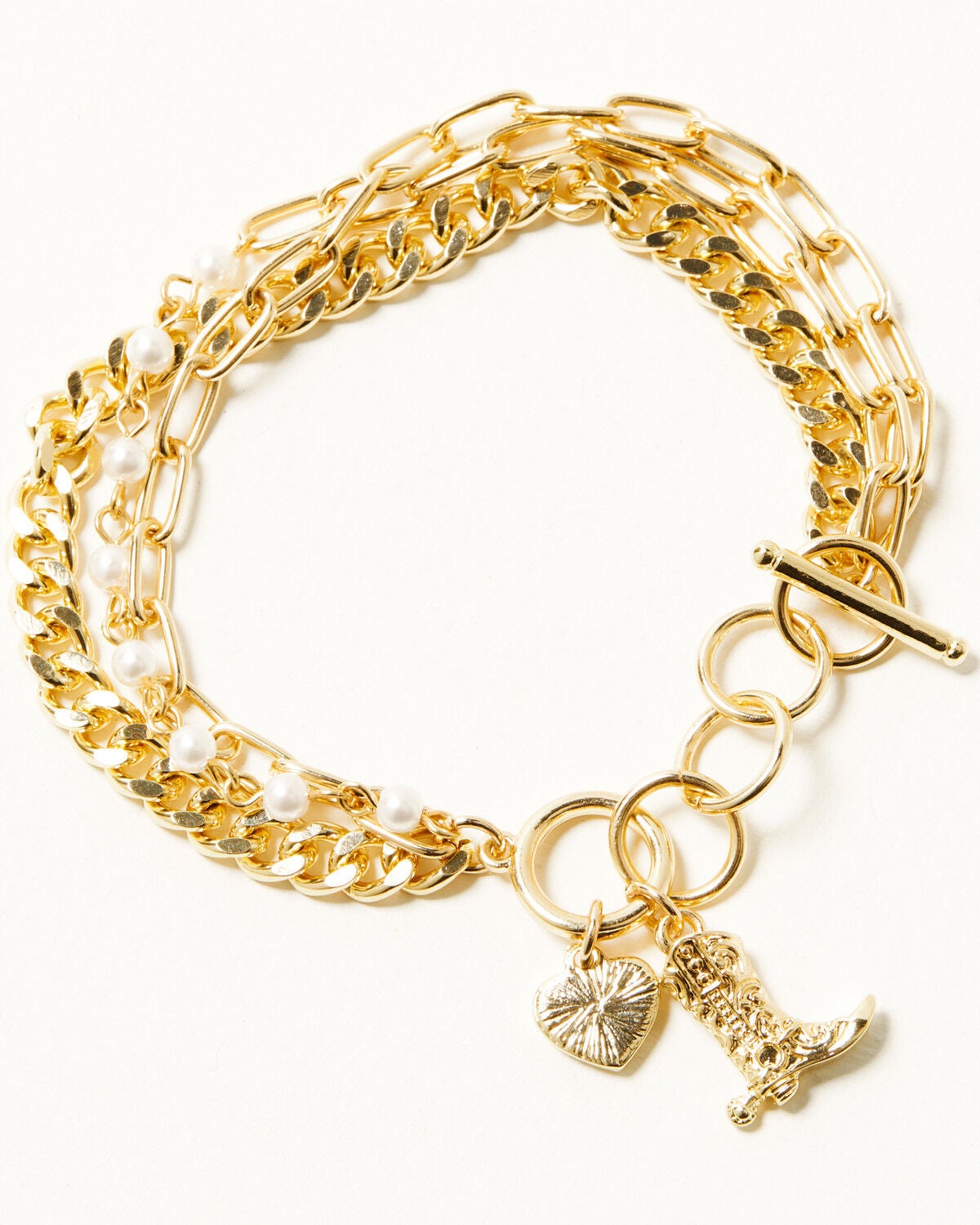 Women's Shyanne 14K Gold Chain and Pearl Boot Charm Bracelet