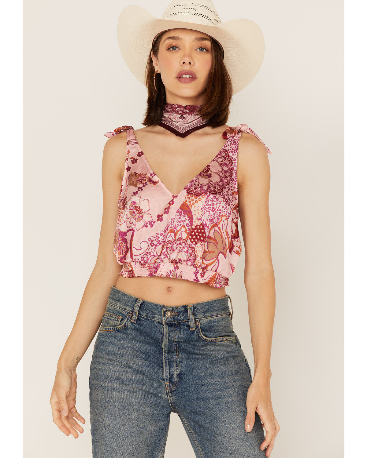 Women's Free People Weekend In Montauk Floral Print Cropped Tank Top