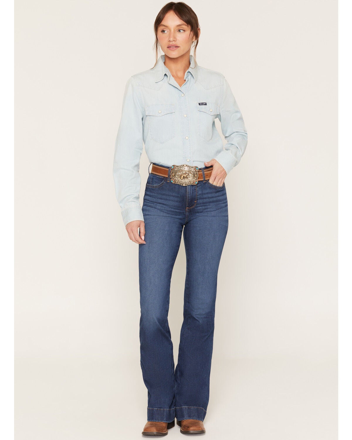 Women's Wrangler Reina Dark Wash Bespoke High Rise Trouser Stretch Den