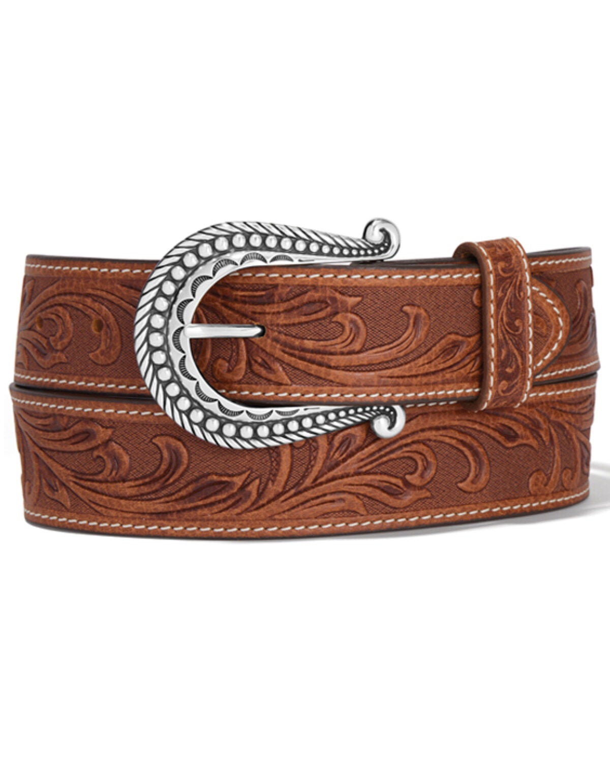 Women's Tony Lama Tan Paris Vine Tooled Leather Belt