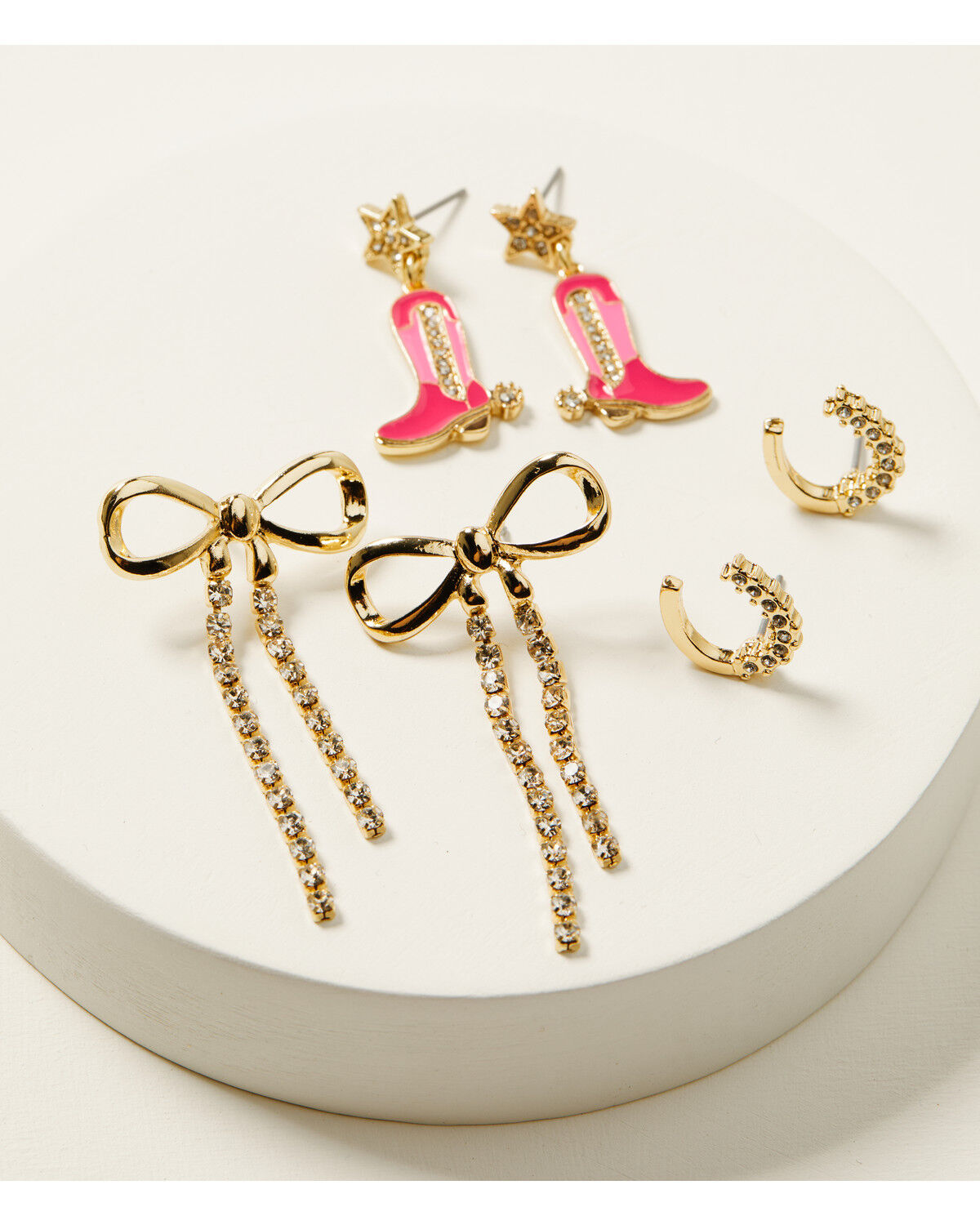 Women's Shyanne 14K Gold Boot Bow Earring Set - 3 Piece