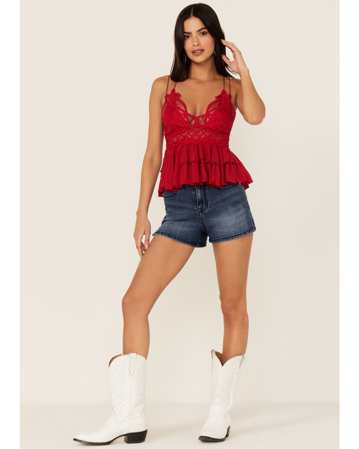 Women's Shyanne States Americana Embroidered High Rise 1/2 Shorts
