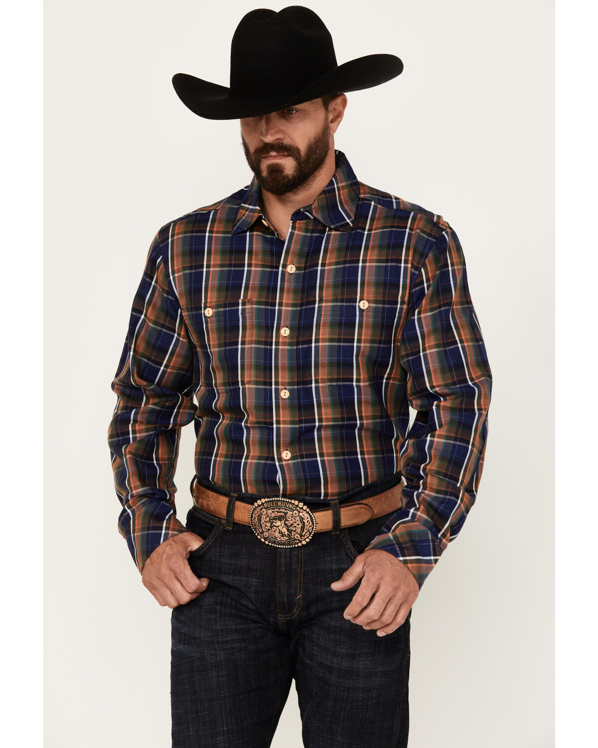 Men's Resistol Horizon Plaid Print Long Sleeve Button-Down Shirt