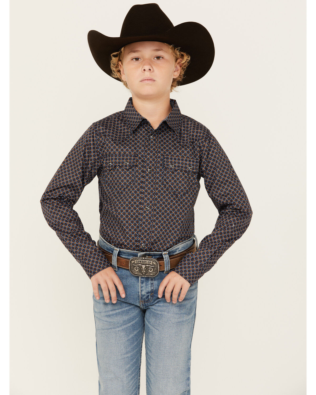 Boys' Cody James Dotted Long Sleeve Snap Western Shirt