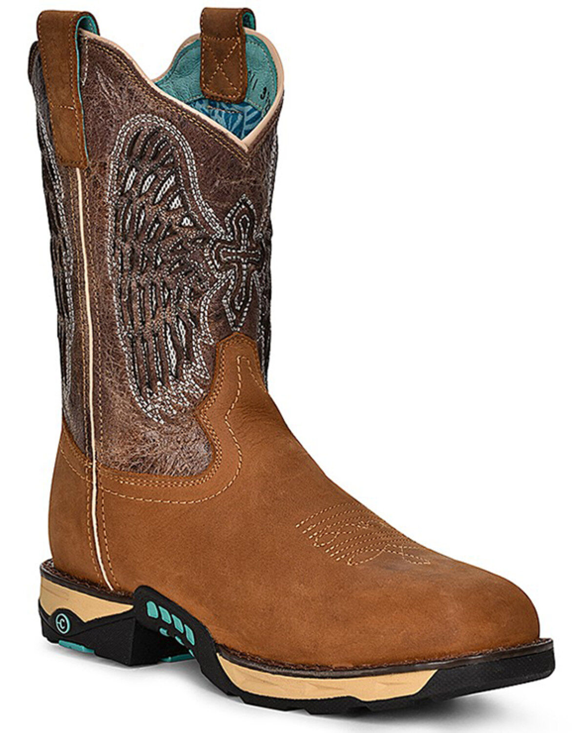 Women's Corral Embroidered Cross & Wings Water Resistant Work Boots -