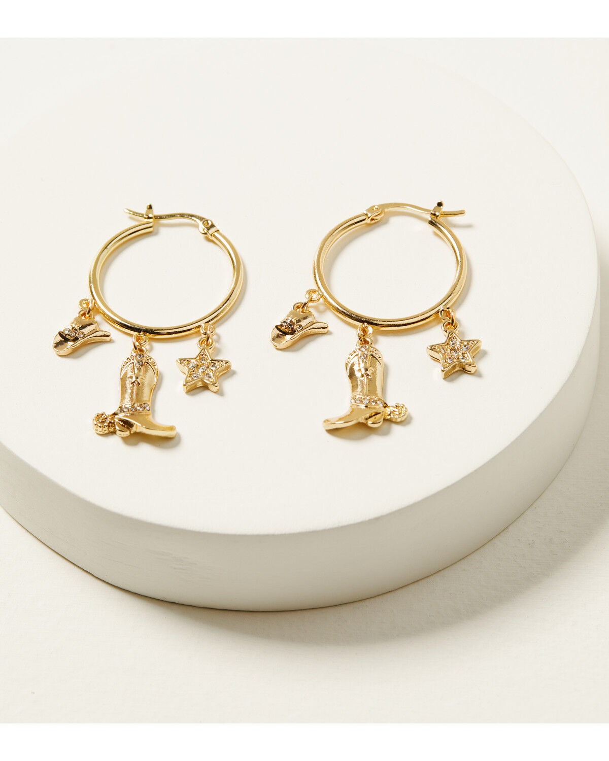 Women's Shyanne 14K Gold Western Charm Dangle Hoop Earrings