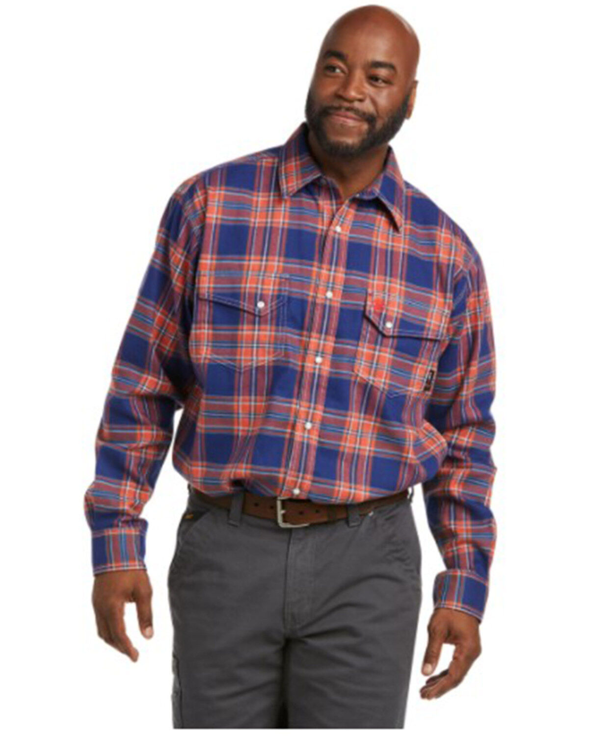 Men's Ariat FR Swenson Plaid Print Long Sleeve Snap Work Shirt