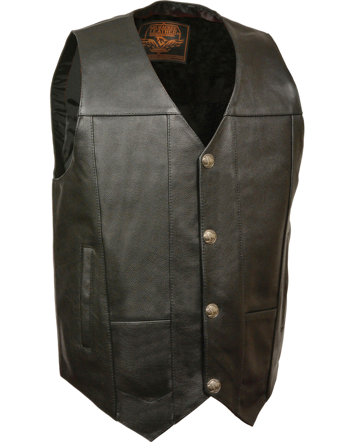 Men's Milwaukee Leather Buffalo Snap Plain Side Vest
