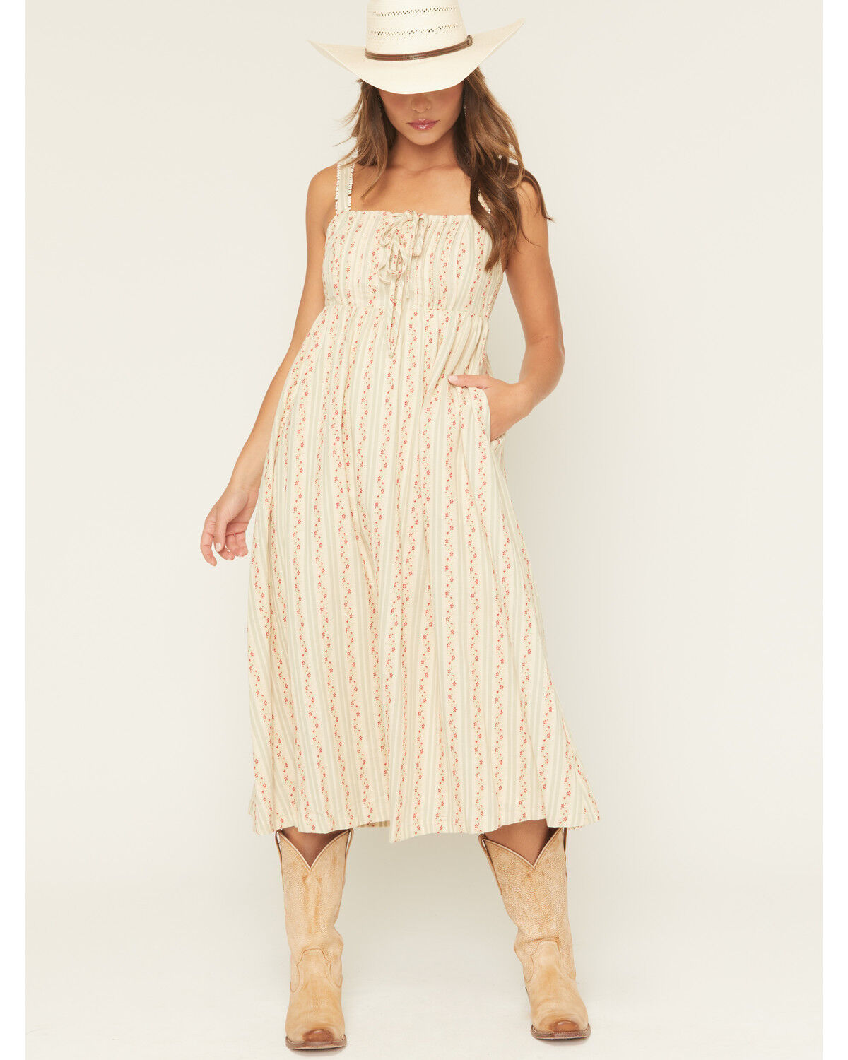 Listicle Floral Wallpaper Print Sleeveless Midi Dress