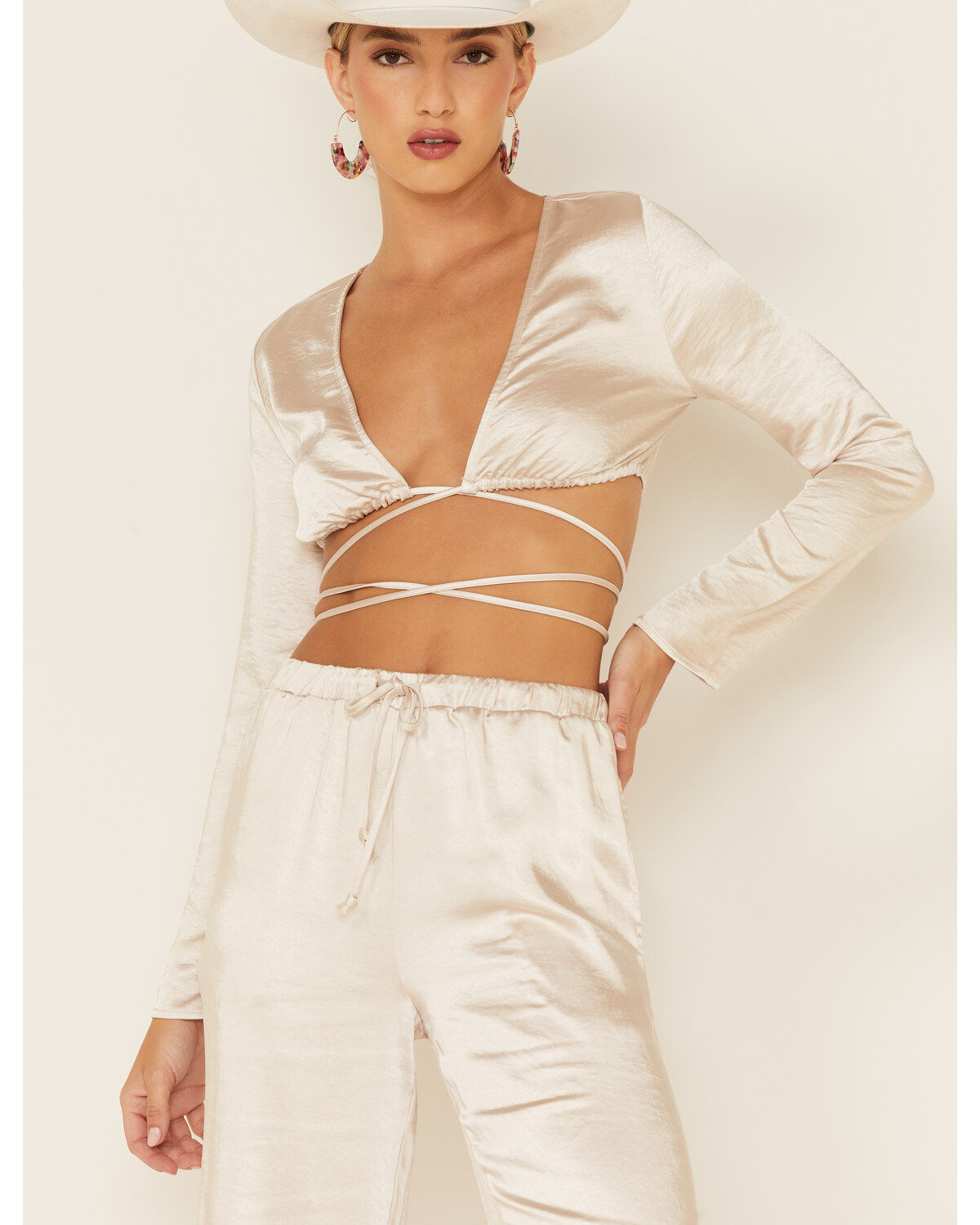 Women's The Now Lily Wrap Long Sleeve Crop Top