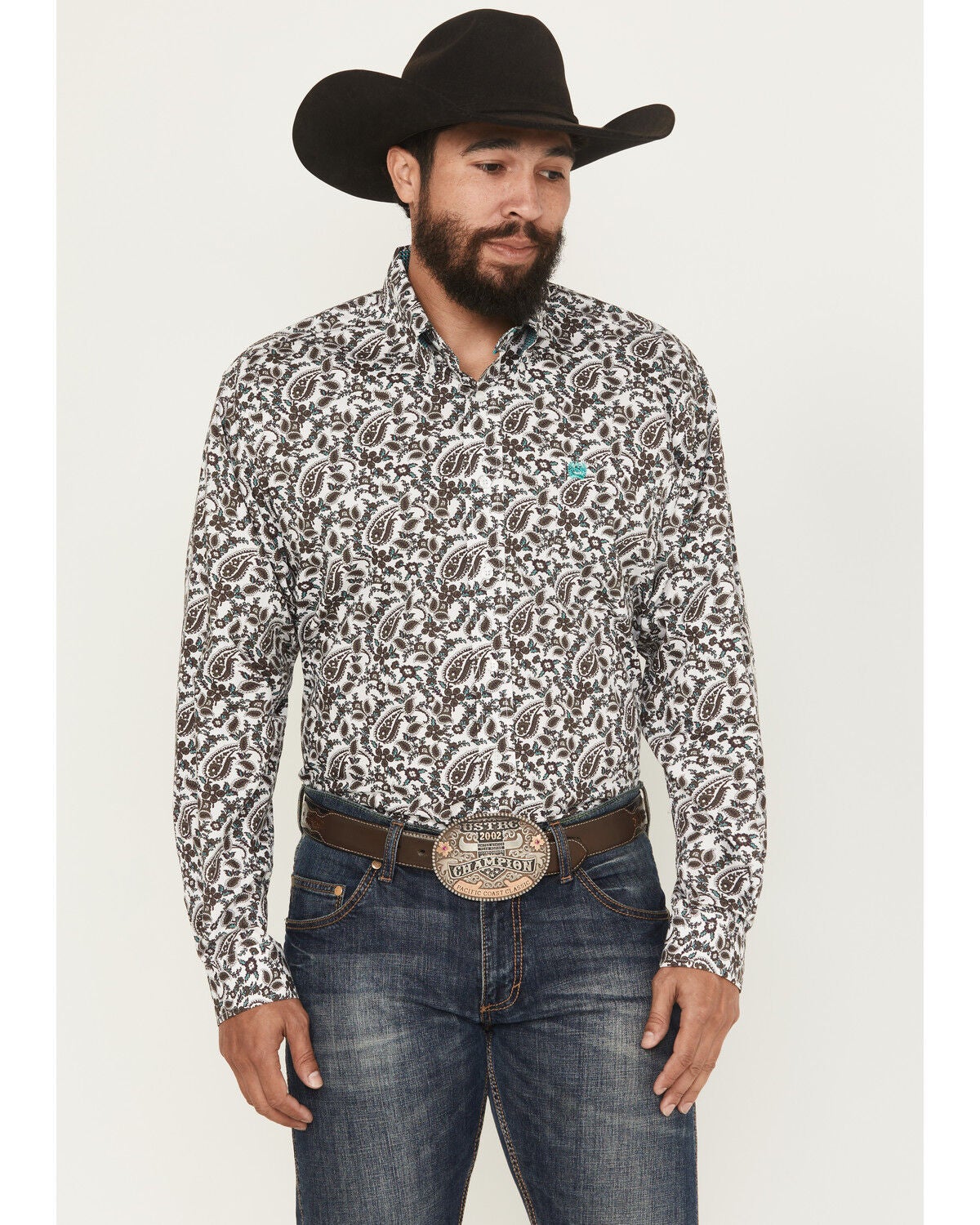 Men's Cinch Paisley Print Long Sleeve Button-Down Western Shirt