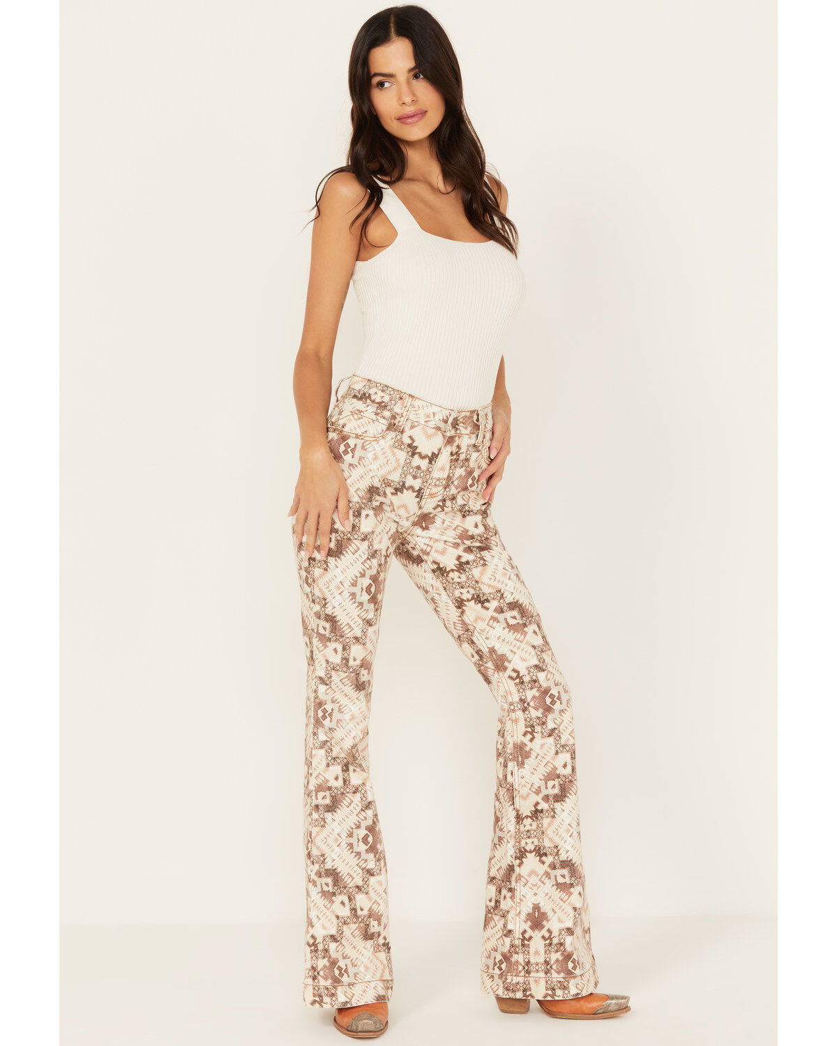 Women's Shyanne High Rise Southwestern Print Stretch Flare Jeans