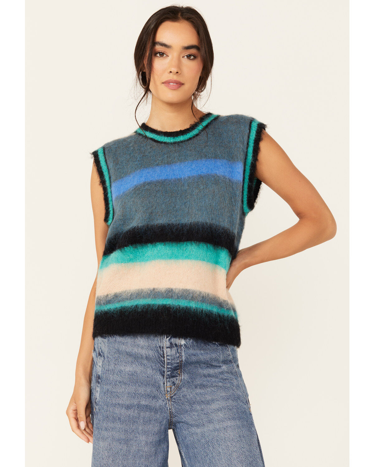 Women's Molly Bracken Striped Sleeveless Sweater Vest