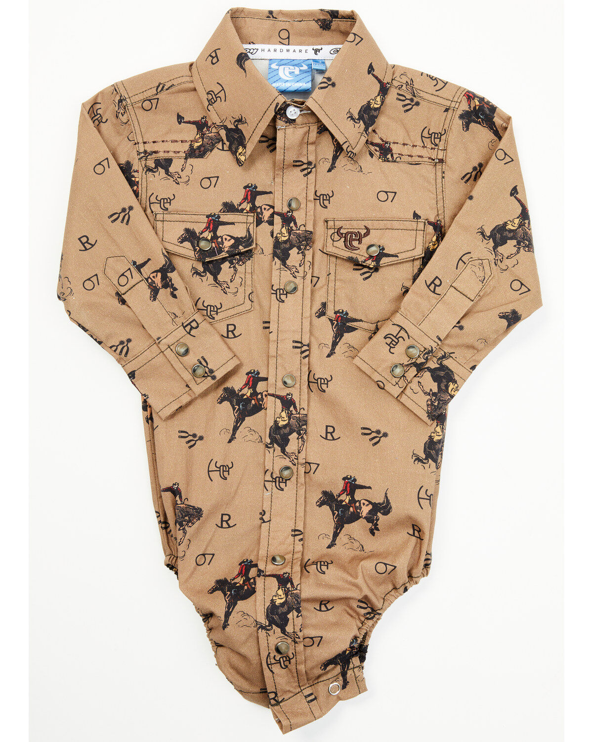 Boys' Cowboy Hardware Infant Vintage Bronco Print Long Sleeve Snap One