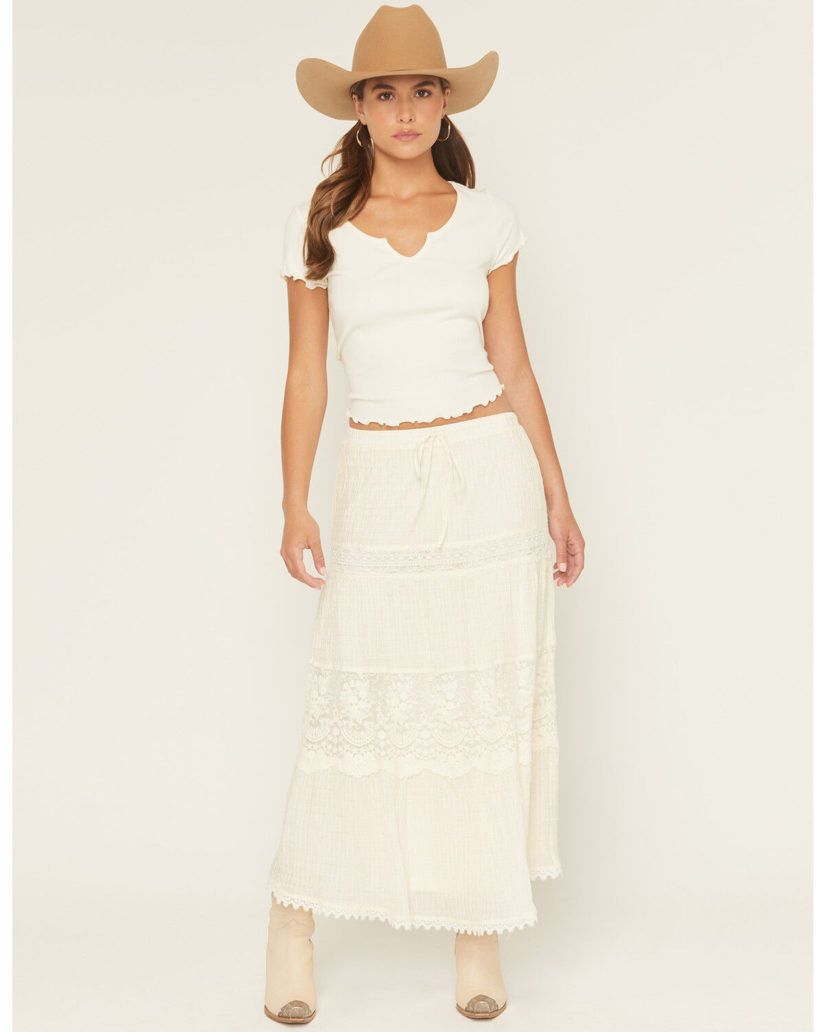 Women's Listicle Tiered Lace Midi Skirt