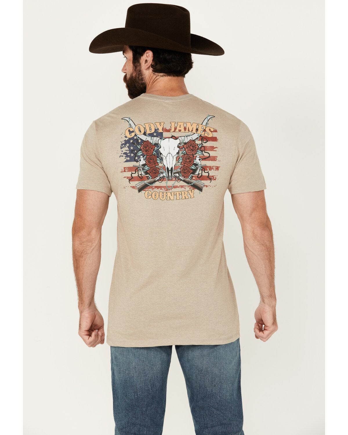 Men's Cody James Skull and Roses Short Sleeve Graphic T-Shirt
