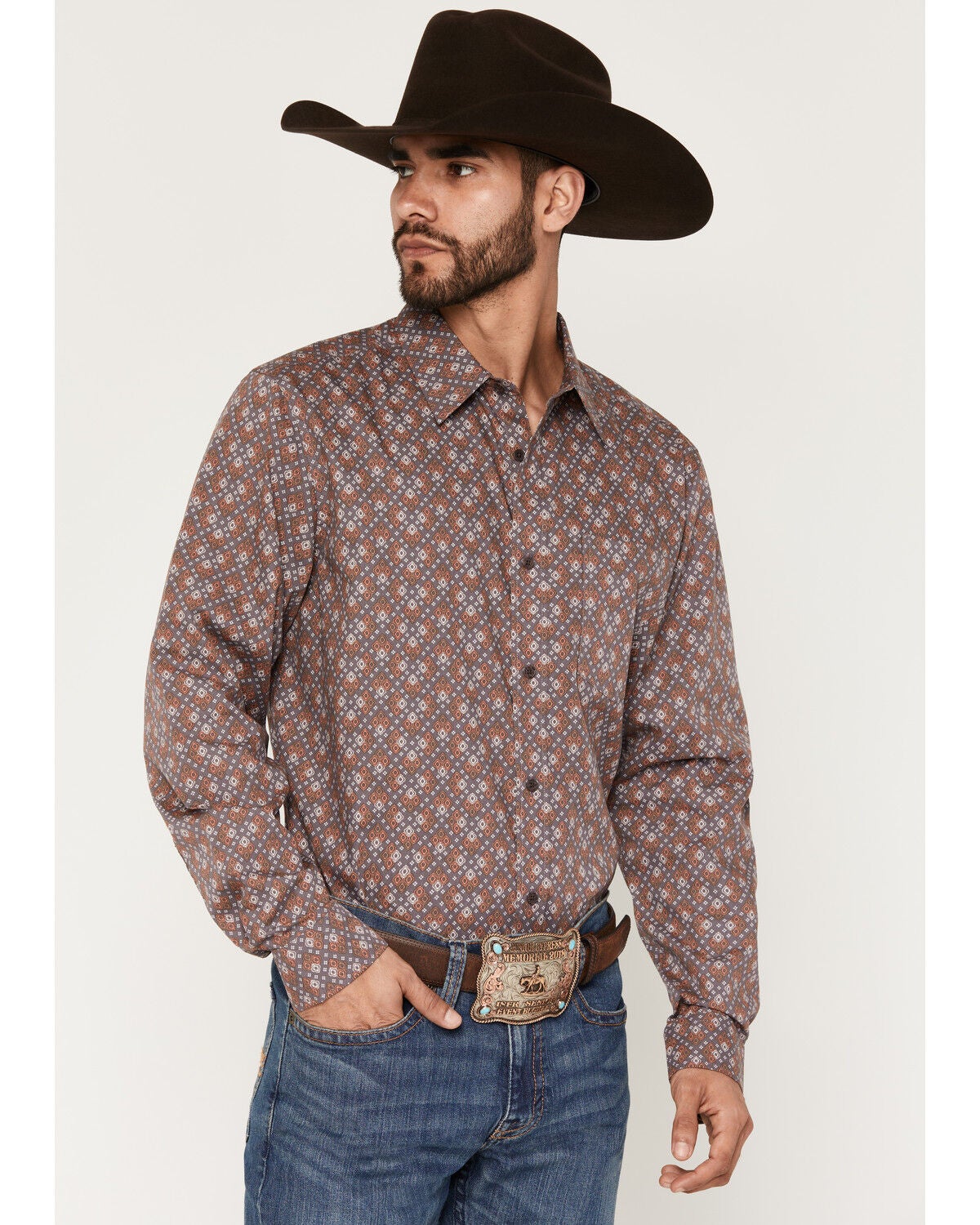 Men's Gibson Trading Co Night Circuit Geo Print Long Sleeve Button-Dow