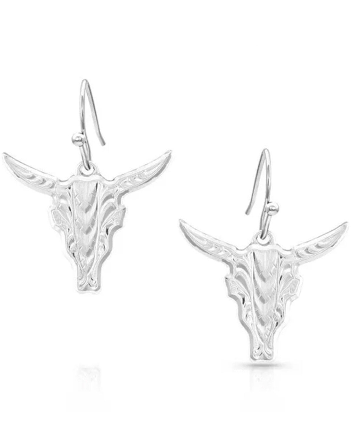 Women's Montana Silversmiths Chiseled Steer Head Earrings