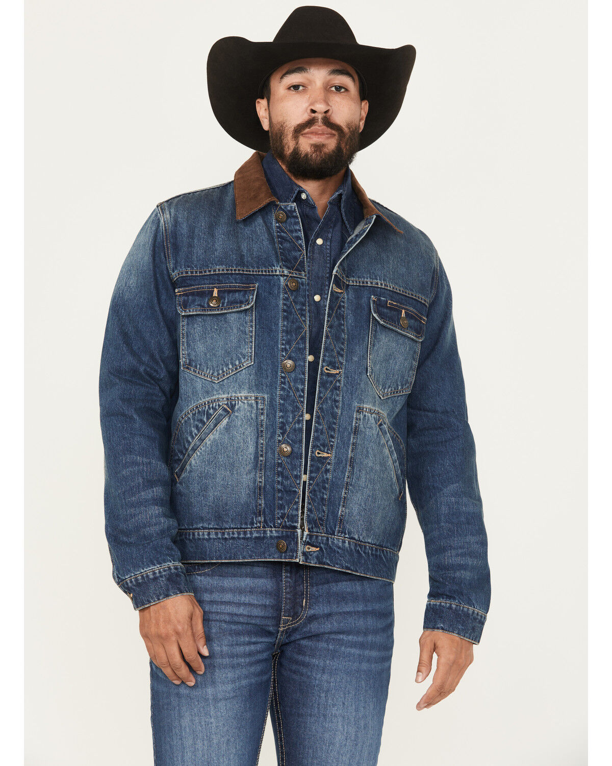Men's Blue Ranchwear Canyon Corduroy Collar Denim Jacket