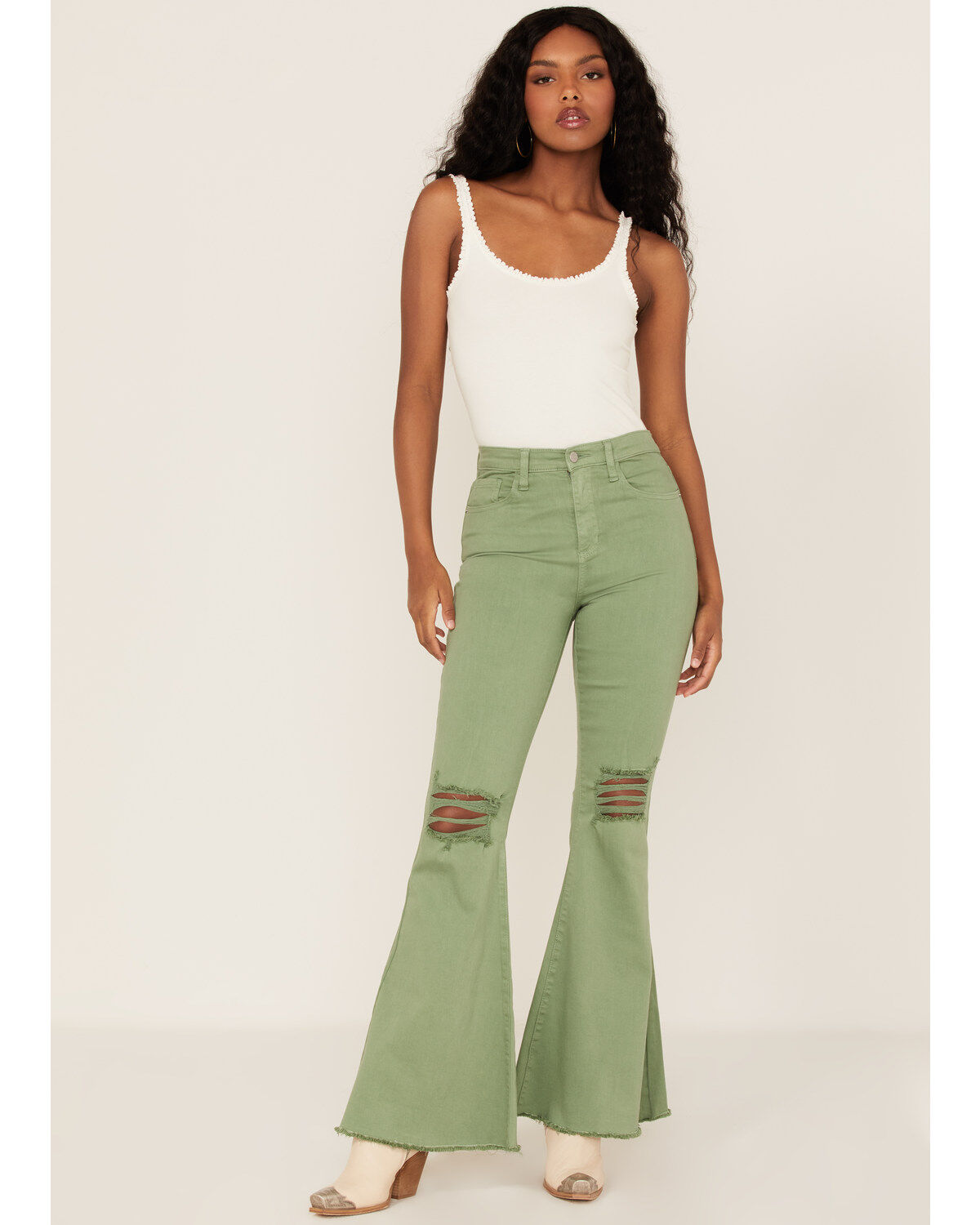 Women's Sneak Peek High Rise Distressed Flare Jeans