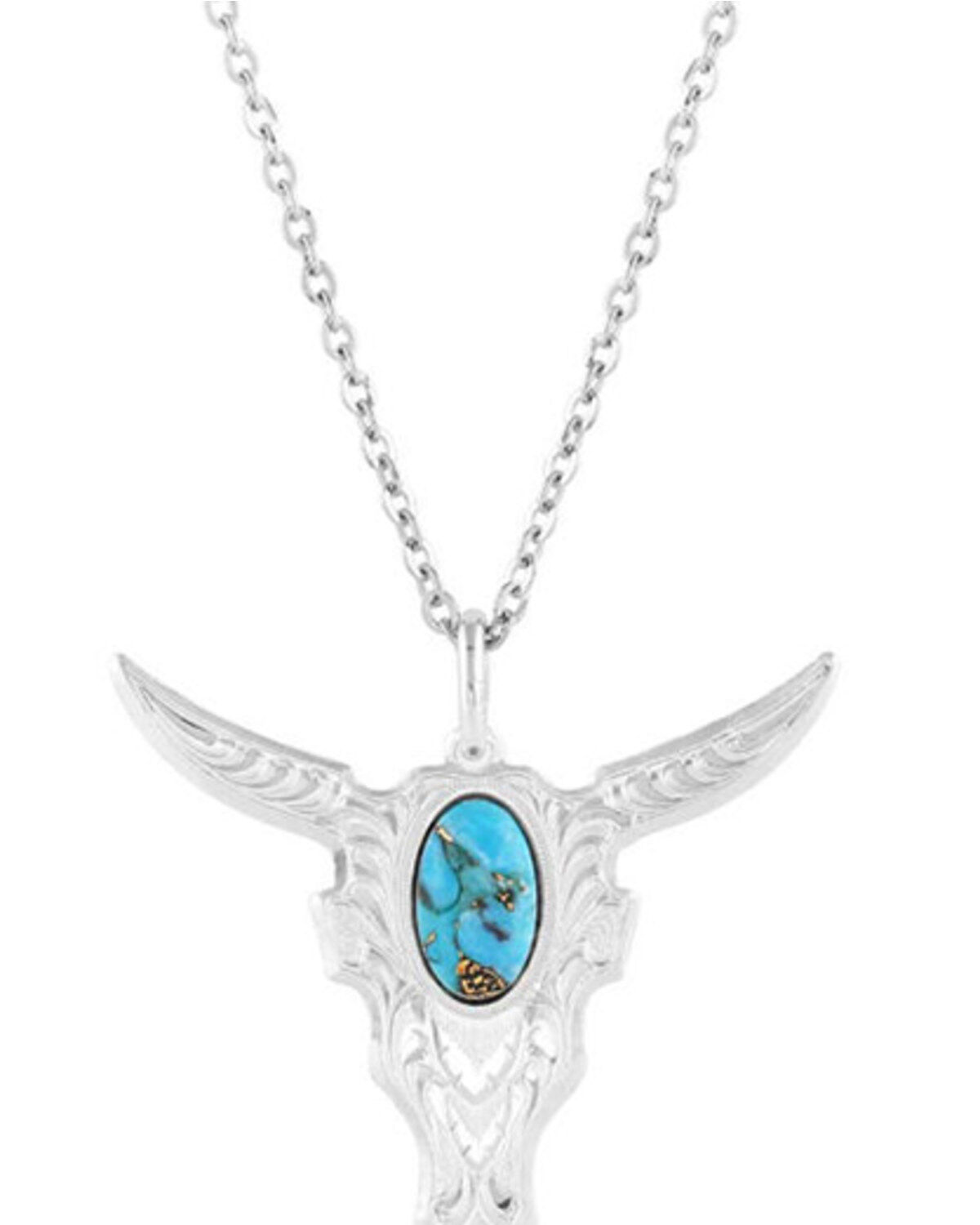 Women's Montana Silversmiths Chiseled Steer Head Turquoise Necklace