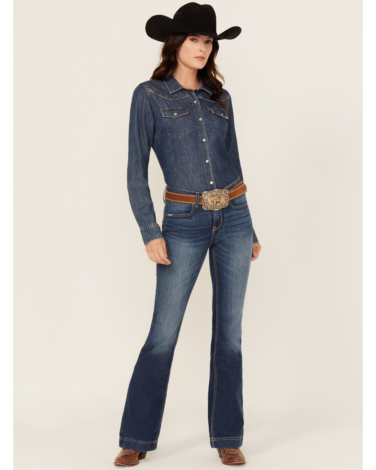 Women's Cinch Lynden Medium Wash Mid Rise Trouser Stretch Denim Jeans