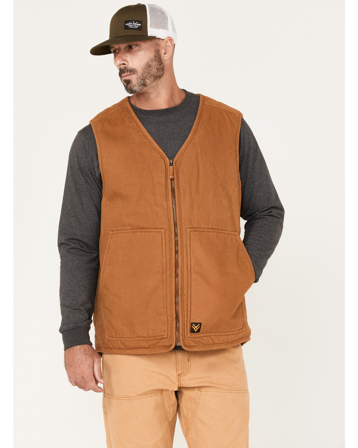 Men's Hawx Weathered Canvas Sherpa Lined Vest - Big