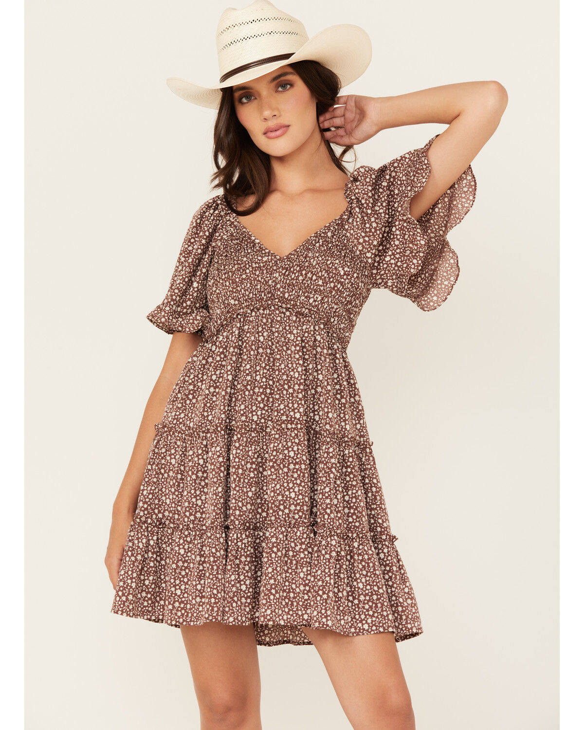 Women's Yura Floral Print Short Sleeve Mini Dress