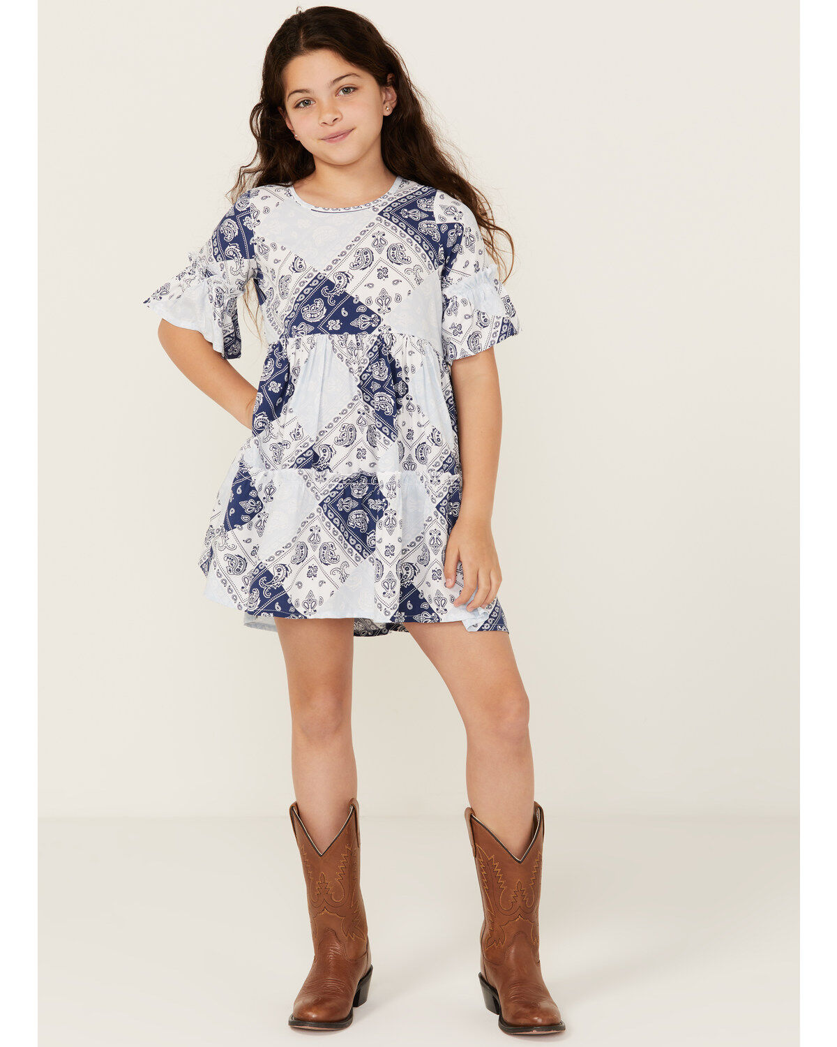 Girls' Wrangler Bandana Print Short Sleeve Mini Dress