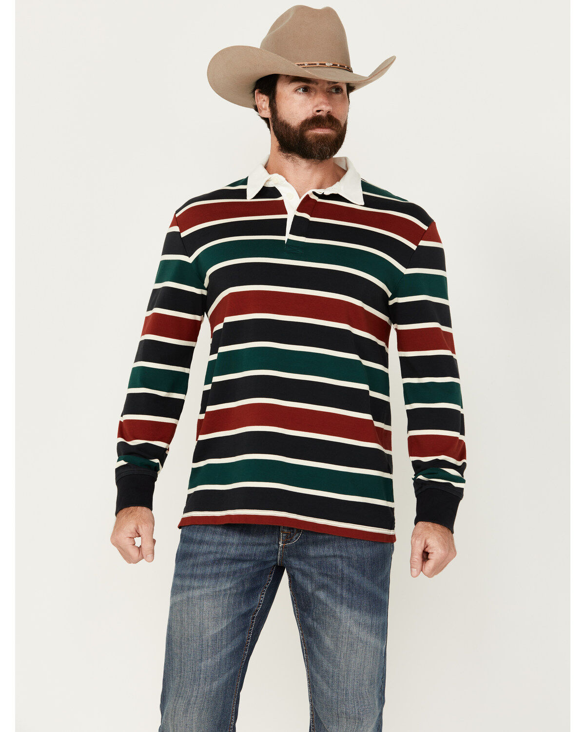 Men's Pendleton Decker Rugby Striped Long Sleeve Polo Shirt