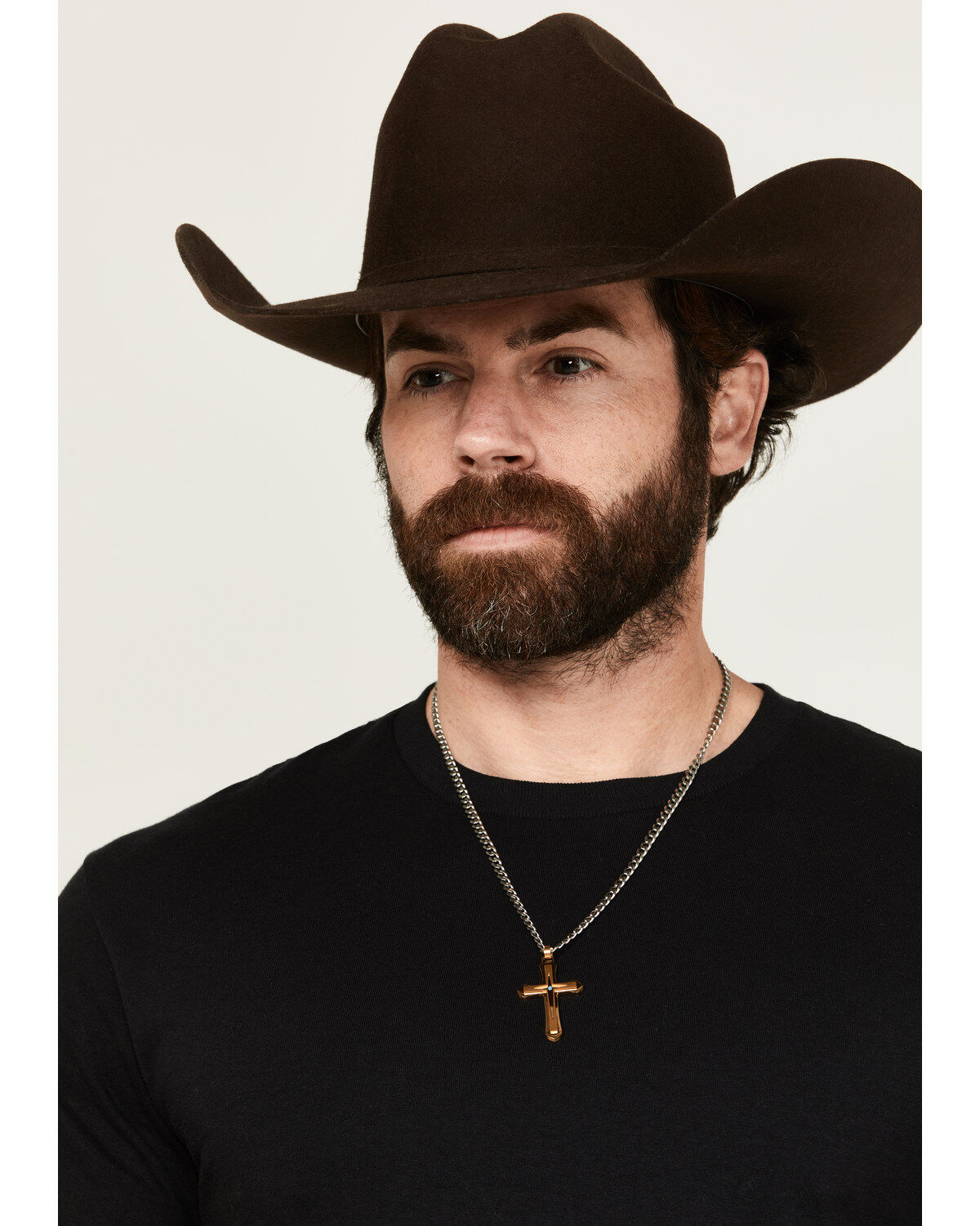 Men's Cody James Gold Cross Turquoise Inlay Necklace