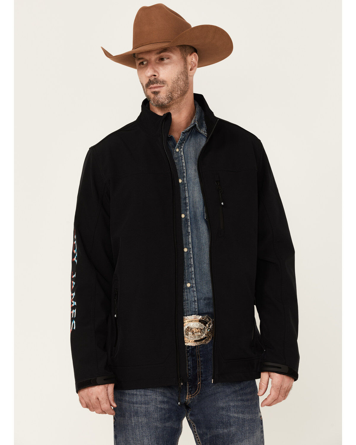 Men's Cody James Core Serape Logo Sleeve Zip-Front Steamboat Jacket