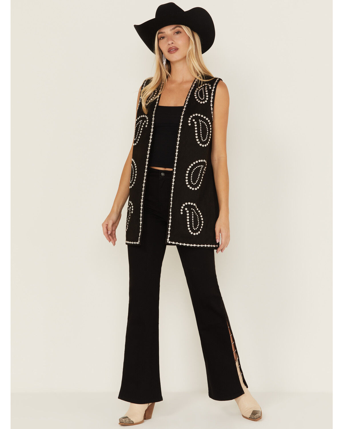Women's Fornia Paisley Studded Longline Vest