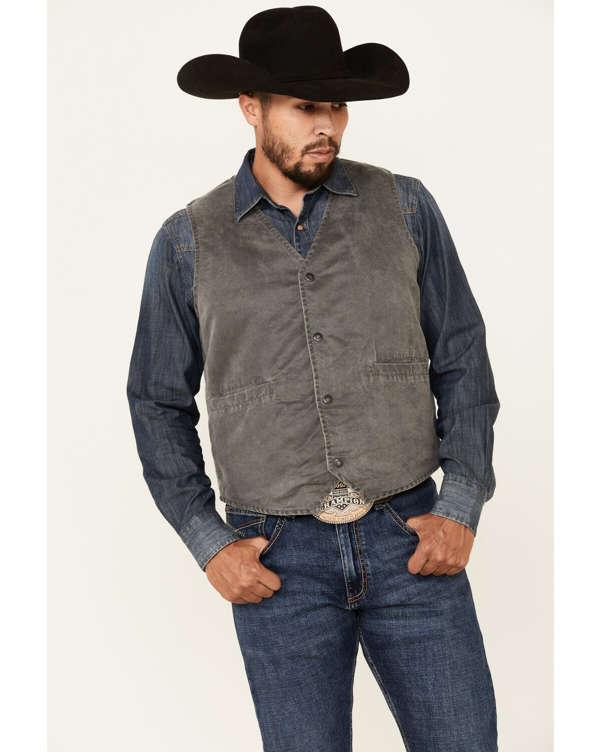 Men's Outback Trading Co. Iron Gray Sebastian Snap-Front Vest