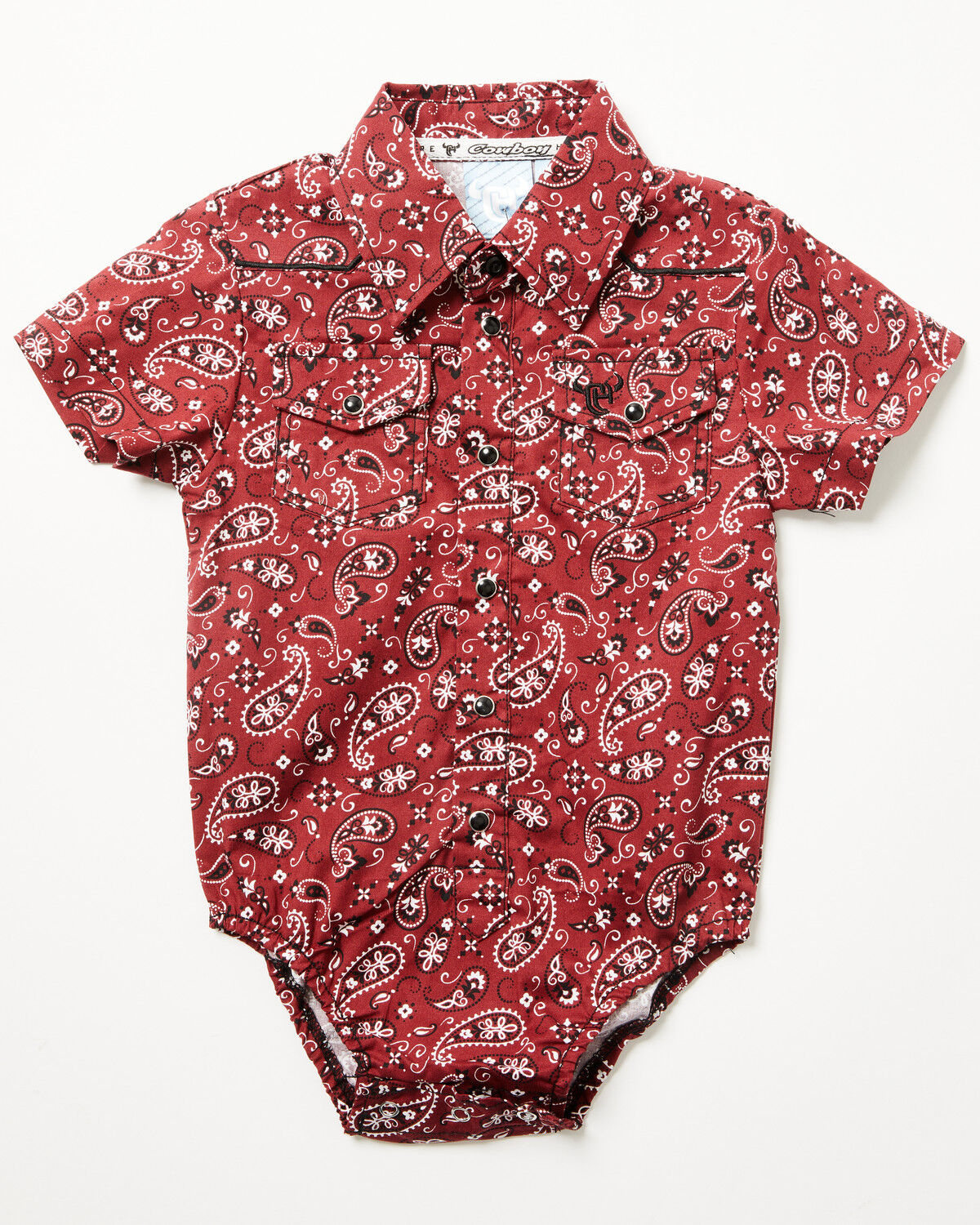 Boys' Cowboy Hardware Infant Bandana Paisley Print Short Sleeve Snap O