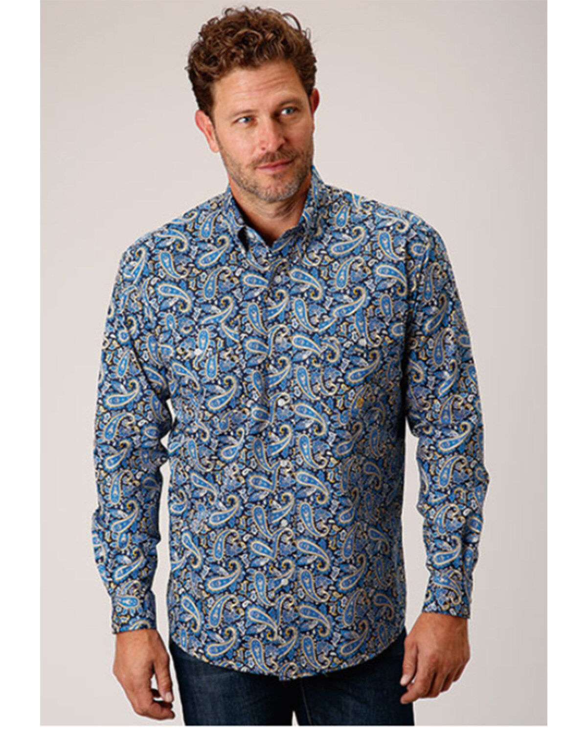 Men's Roper Amarillo Paisley Print Long Sleeve Button Down Western Shi