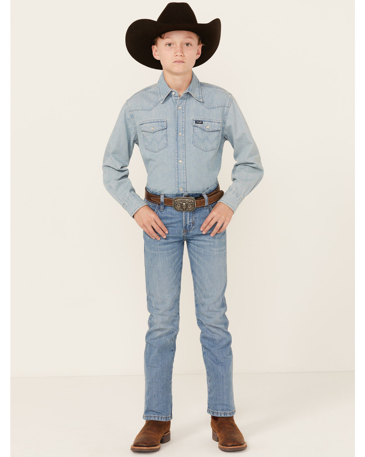 Boys' Wrangler Retro Applewood Medium Wash Slim Straight Stretch Denim