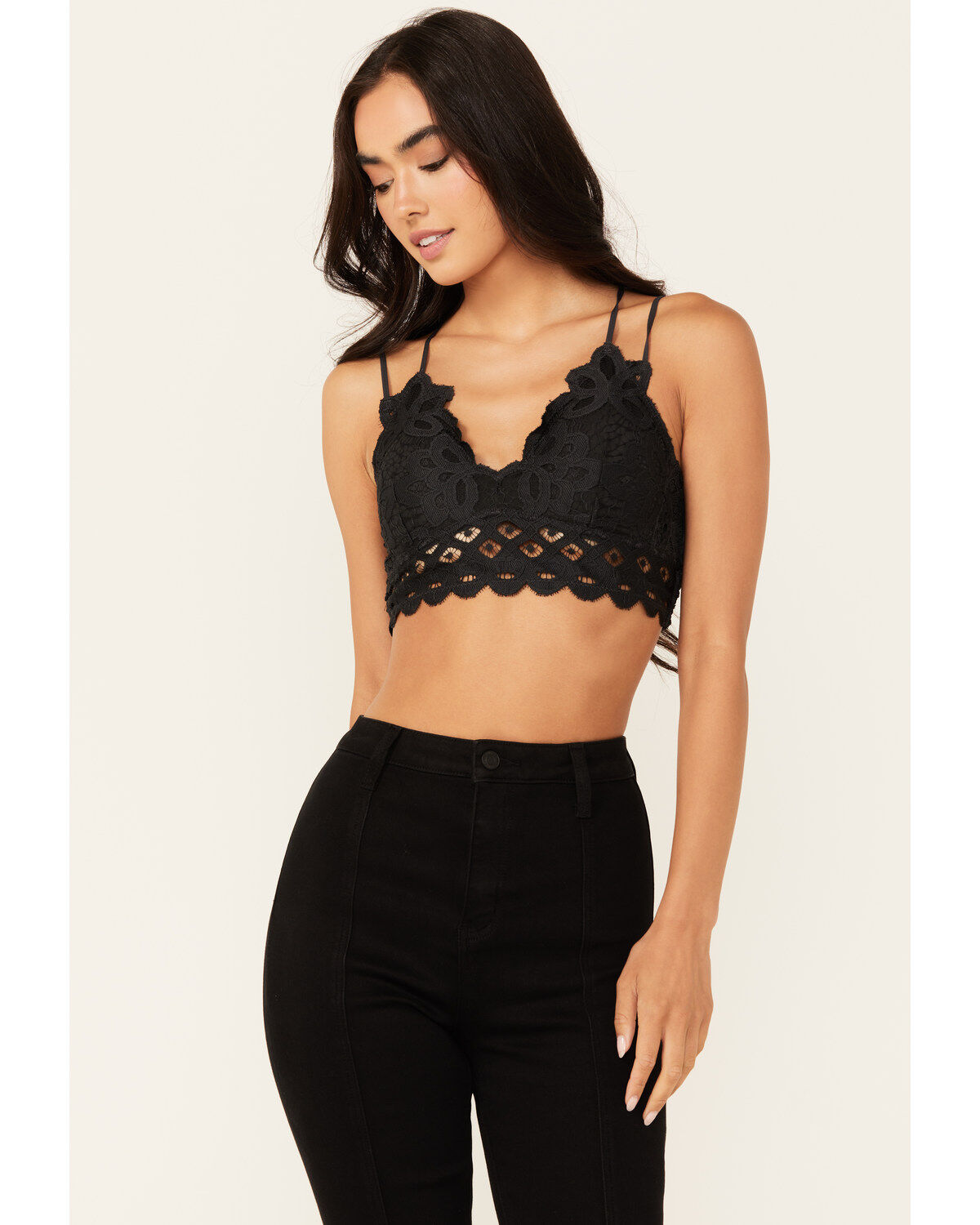 Women's Wishlist Strappy Lace Applique Scallop Lace Bralette