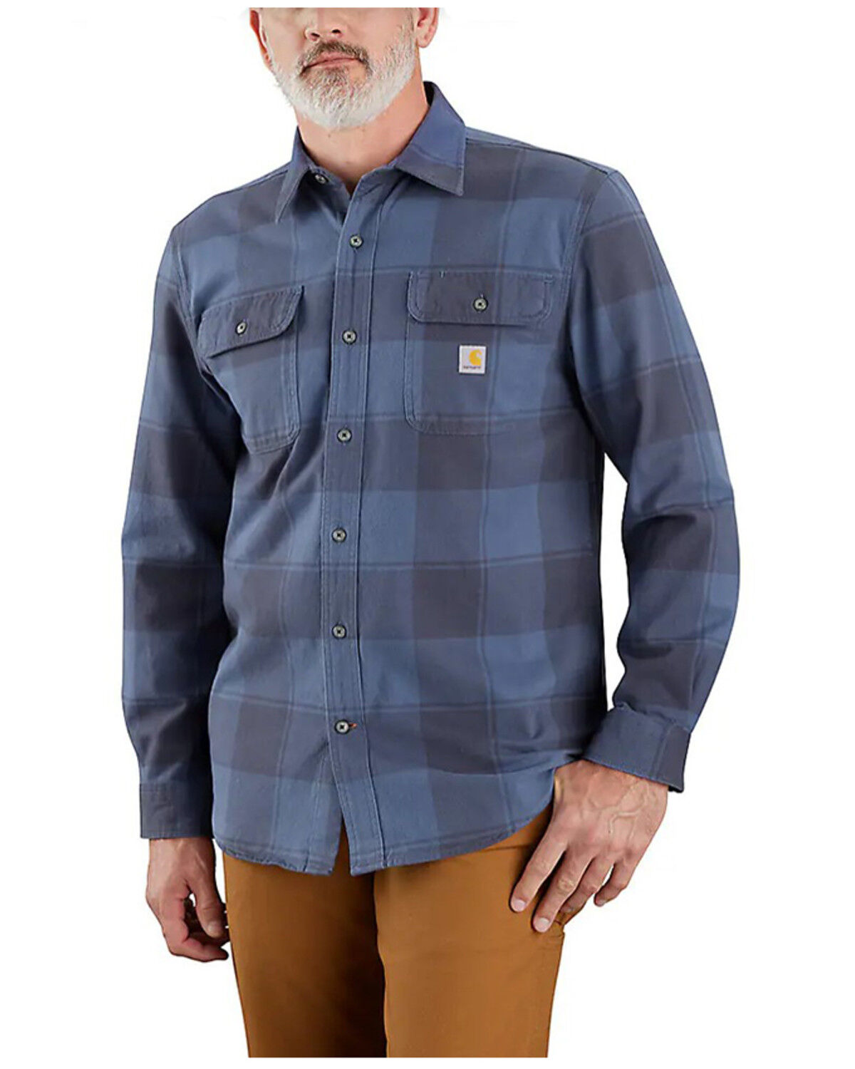 Men's Carhartt Loose Fit Heavyweight Plaid Print Long Sleeve Button-Do