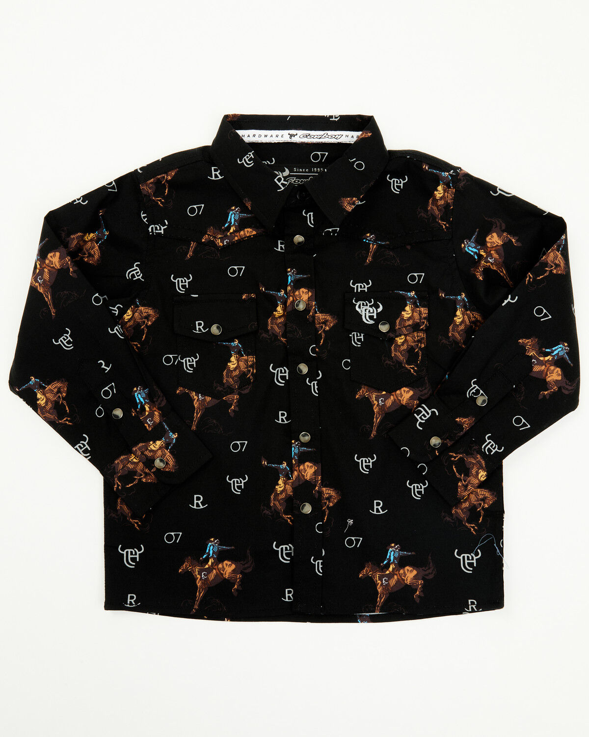 Boys' Cowboy Hardware Toddler Bronc Long Sleeve Snap Stretch Western S