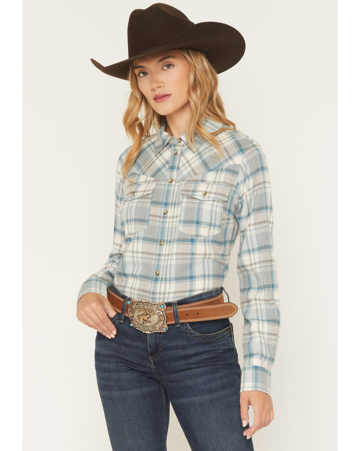 Women's Shyanne Plaid Print Long Sleeve Button-Down Flannel Shirt