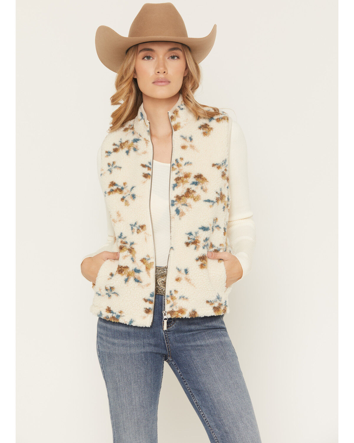 Women's Shyanne Floral Print Sherpa Vest