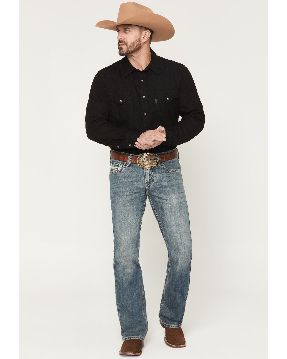 Men's Rock & Roll Denim Pistol Dark Wash Bootcut Denim Jeans