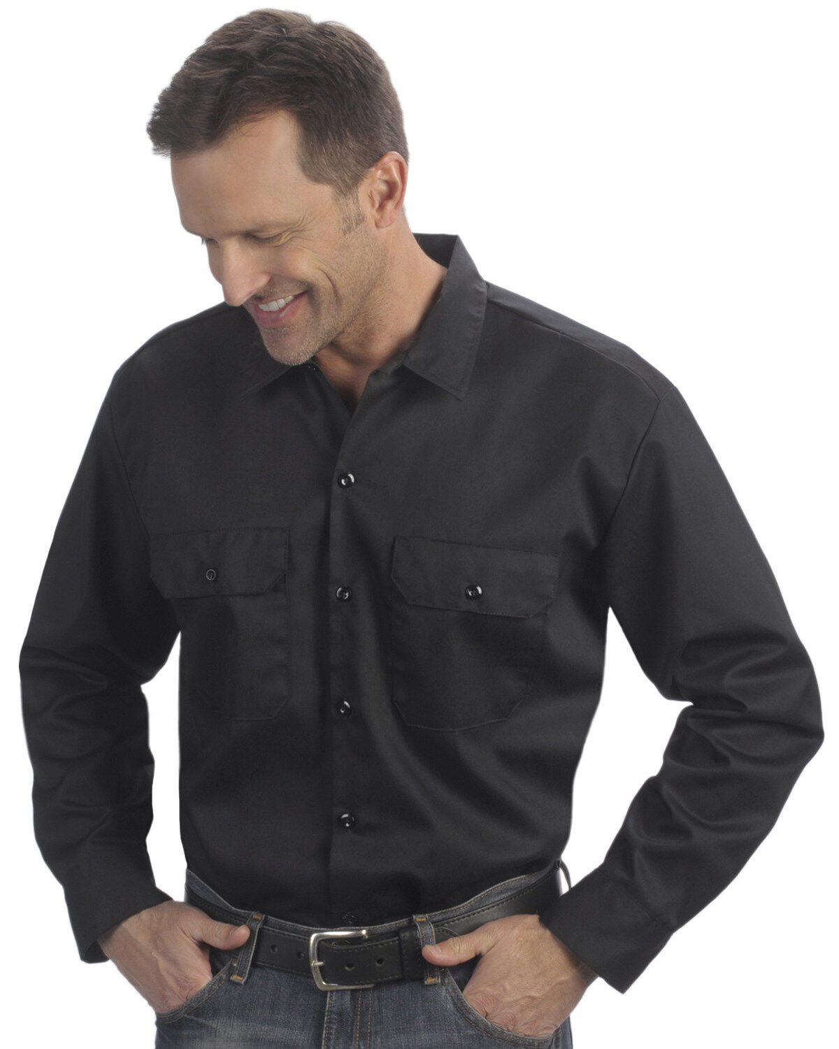 Men's Dickies Solid Twill Long Sleeve Work Shirt - Folded