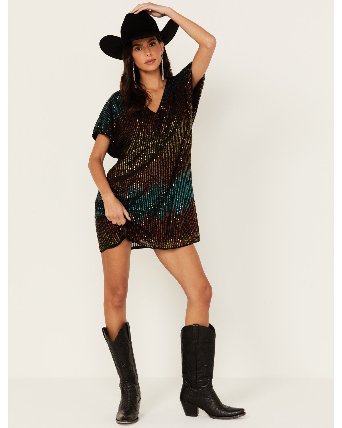 Women's Flying Tomato Sequins Short Sleeve T-Shirt Dress